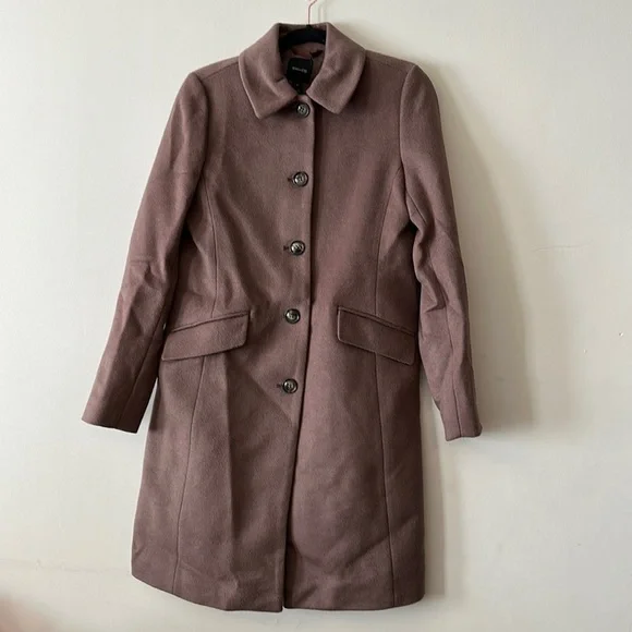 New RW&Co Classic Wool Fitted Preppy Coat in Deep Taupe - Picture 7 of 15